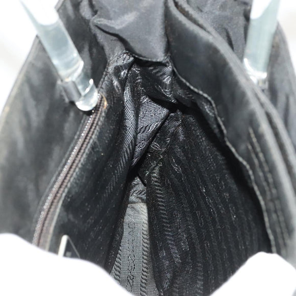 PRADA Hand Bag Nylon Black Silver Auth 118383