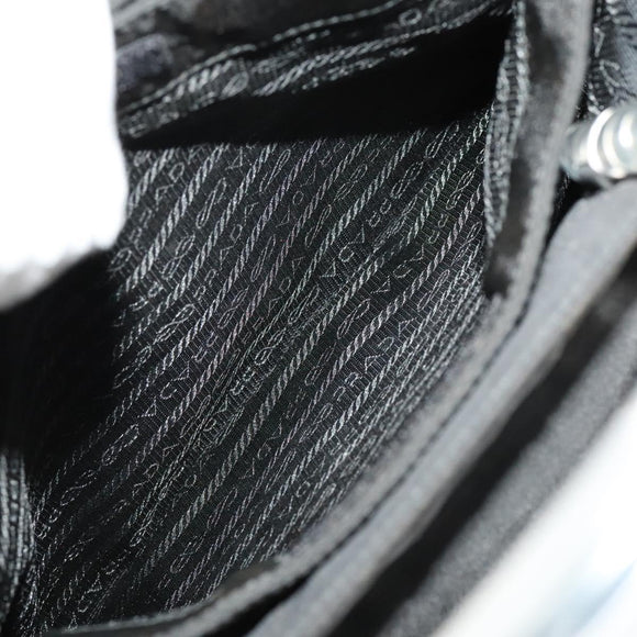 PRADA Hand Bag Nylon Black Silver Auth 118383