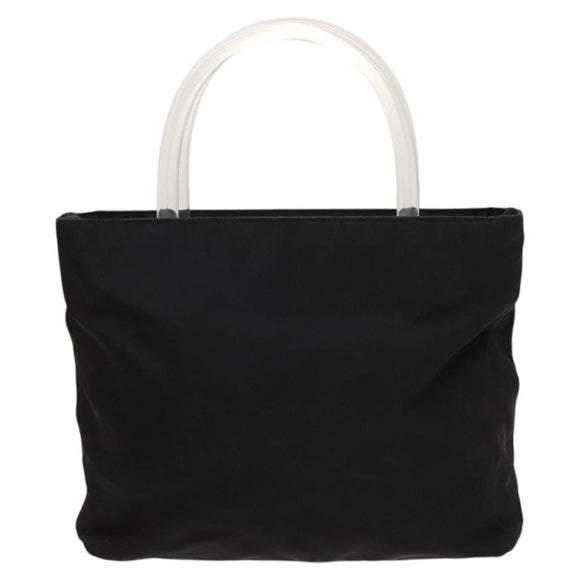 PRADA Hand Bag Nylon Black Silver Auth 118383