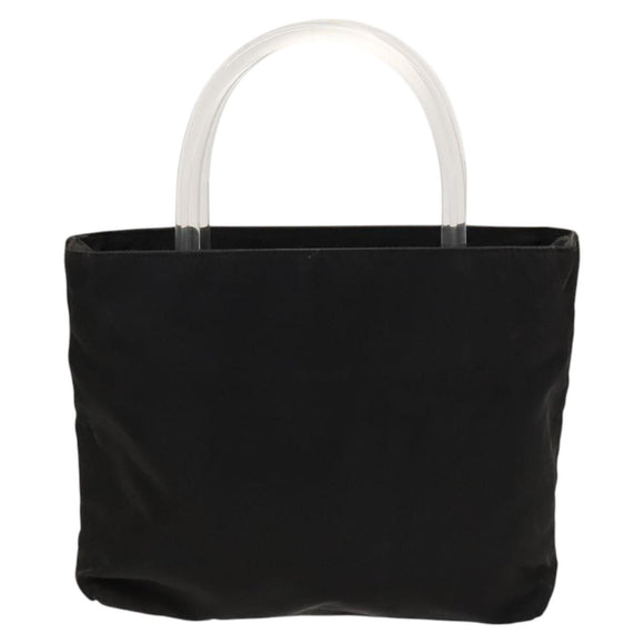 PRADA Hand Bag Nylon Black Silver Auth 118383