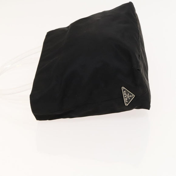 PRADA Hand Bag Nylon Black Silver Auth 118383
