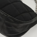 CHANEL Choco Bar Chain Shoulder Bag Nylon Black Silver CC Auth 118385-15