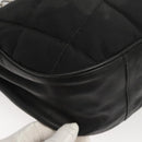 CHANEL Choco Bar Chain Shoulder Bag Nylon Black Silver CC Auth 118385-16