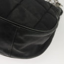 CHANEL Choco Bar Chain Shoulder Bag Nylon Black Silver CC Auth 118385-17