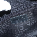 CHANEL Choco Bar Chain Shoulder Bag Nylon Black Silver CC Auth 118385-18