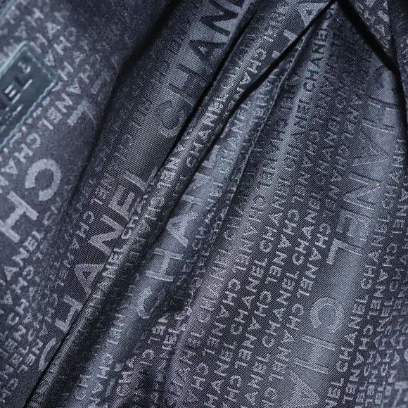 CHANEL Choco Bar Chain Shoulder Bag Nylon Black Silver CC Auth 118385