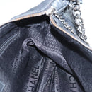 CHANEL Choco Bar Chain Shoulder Bag Nylon Black Silver CC Auth 118385-19