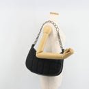 CHANEL Choco Bar Chain Shoulder Bag Nylon Black Silver CC Auth 118385-25
