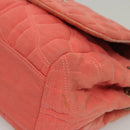 CHANEL Chain Shoulder Bag Cotton Pink Gold CC Auth 118390-14