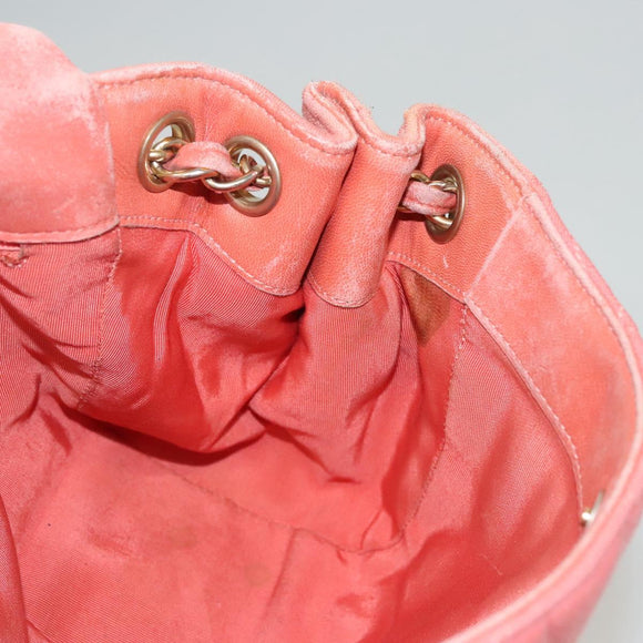 CHANEL Chain Shoulder Bag Cotton Pink Gold CC Auth 118390