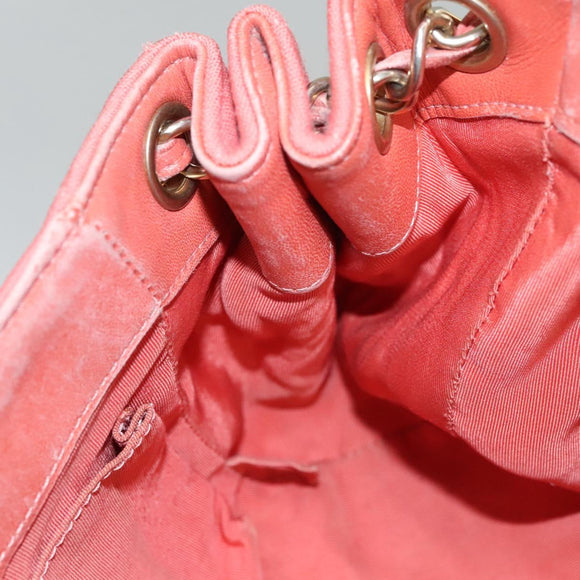 CHANEL Chain Shoulder Bag Cotton Pink Gold CC Auth 118390