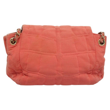 CHANEL Chain Shoulder Bag Cotton Pink Gold CC Auth 118390 - 0