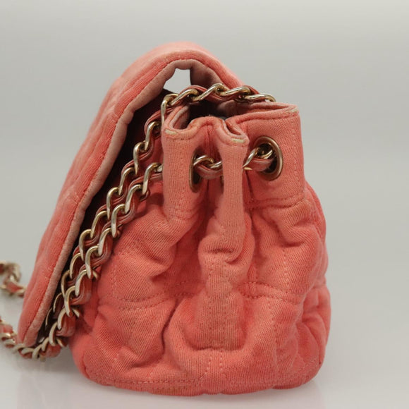 CHANEL Chain Shoulder Bag Cotton Pink Gold CC Auth 118390