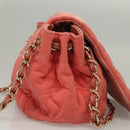 CHANEL Chain Shoulder Bag Cotton Pink Gold CC Auth 118390-4