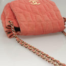 CHANEL Chain Shoulder Bag Cotton Pink Gold CC Auth 118390-6