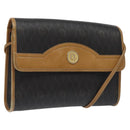 Christian Dior Honeycomb Canvas Shoulder Bag PVC Black Gold Auth 118414-1