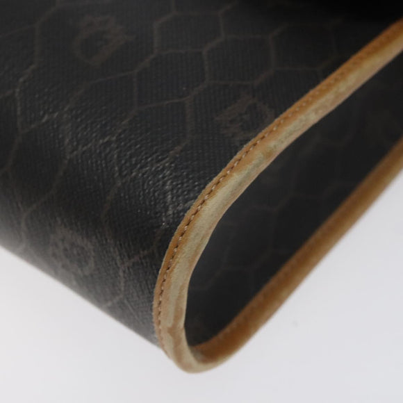 Christian Dior Honeycomb Canvas Shoulder Bag PVC Black Gold Auth 118414