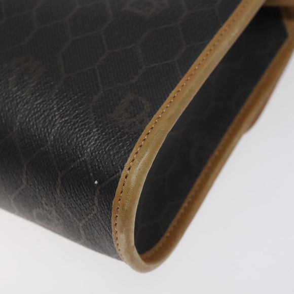 Christian Dior Honeycomb Canvas Shoulder Bag PVC Black Gold Auth 118414