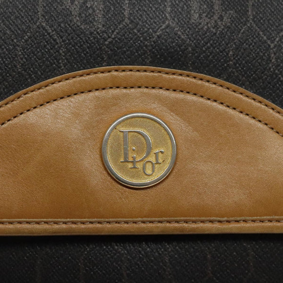 Christian Dior Honeycomb Canvas Shoulder Bag PVC Black Gold Auth 118414