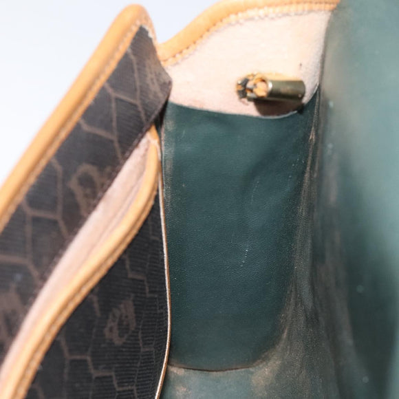 Christian Dior Honeycomb Canvas Shoulder Bag PVC Black Gold Auth 118414