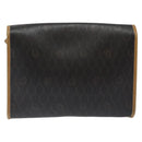 Christian Dior Honeycomb Canvas Shoulder Bag PVC Black Gold Auth 118414-2