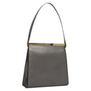 GUCCI Shoulder Bag Leather Brown Gold Auth 118429-1