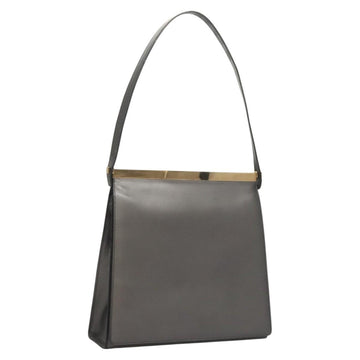 GUCCI Shoulder Bag Leather Brown Gold Auth 118429