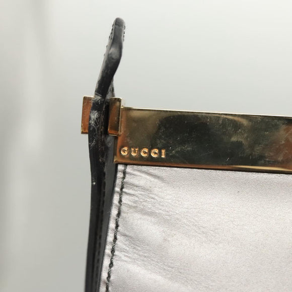 GUCCI Shoulder Bag Leather Brown Gold Auth 118429