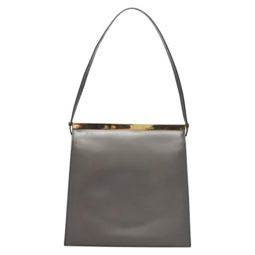 GUCCI Shoulder Bag Leather Brown Gold Auth 118429 - 0