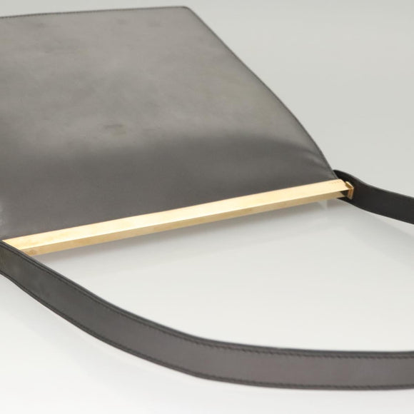 GUCCI Shoulder Bag Leather Brown Gold Auth 118429