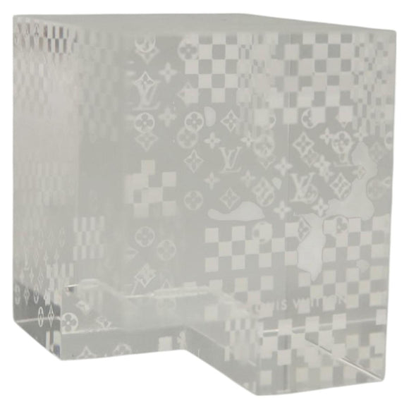 LOUIS VUITTON Paperweight 3D Paper Weight Crystal glass Clear LV Auth 118434