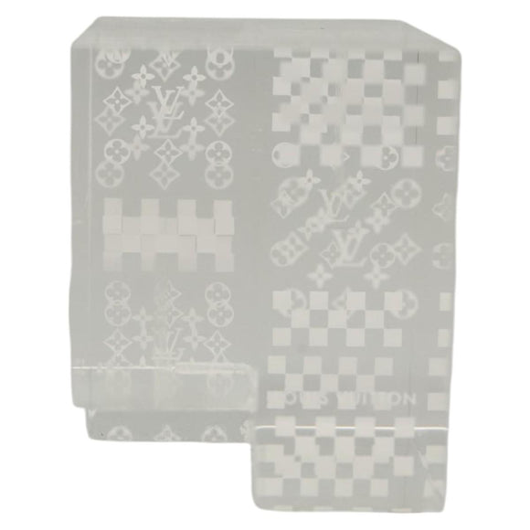 LOUIS VUITTON Paperweight 3D Paper Weight Crystal glass Clear LV Auth 118434