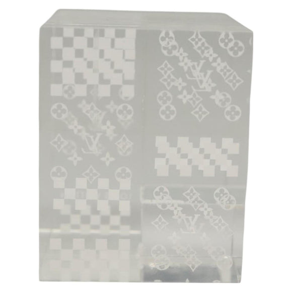 LOUIS VUITTON Paperweight 3D Paper Weight Crystal glass Clear LV Auth 118434