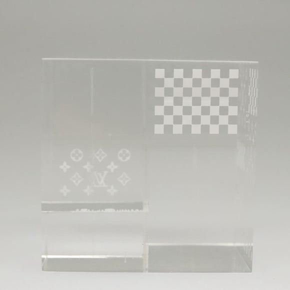 LOUIS VUITTON Paperweight 3D Paper Weight Crystal glass Clear LV Auth 118434