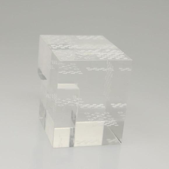 LOUIS VUITTON Paperweight 3D Paper Weight Crystal glass Clear LV Auth 118434