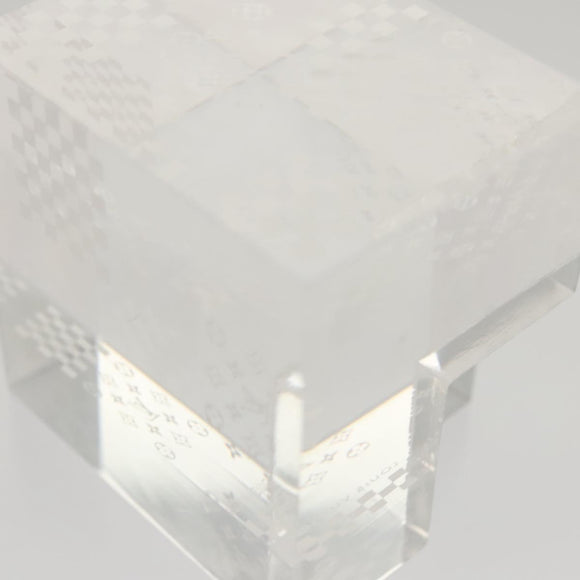 LOUIS VUITTON Paperweight 3D Paper Weight Crystal glass Clear LV Auth 118434