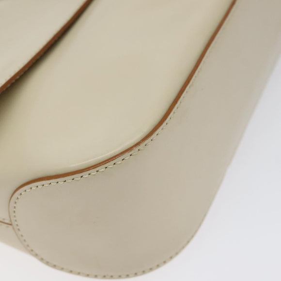 Salvatore Ferragamo Gancini Hand Bag Leather Beige Gold Auth 118442