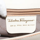 Salvatore Ferragamo Gancini Hand Bag Leather Beige Gold Auth 118442-12