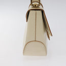 Salvatore Ferragamo Gancini Hand Bag Leather Beige Gold Auth 118442-4