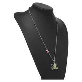 LOUIS VUITTON Collier LV Crazy Animals Frog Necklace Silver MP3390 Auth 118462