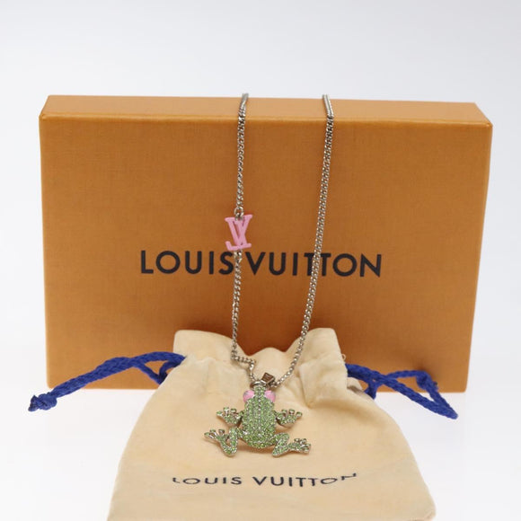 LOUIS VUITTON Collier LV Crazy Animals Frog Necklace Silver MP3390 Auth 118462