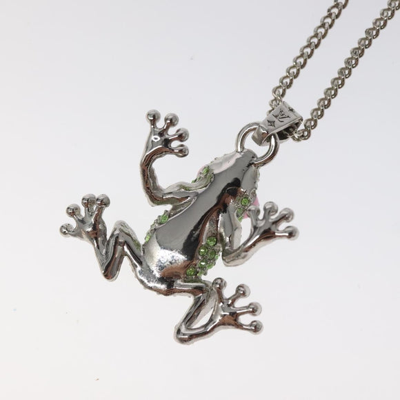 LOUIS VUITTON Collier LV Crazy Animals Frog Necklace Silver MP3390 Auth 118462