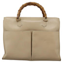 GUCCI Bamboo Hand Bag Leather 2way Beige Gold 002 2855 0322 0 Auth 118505-13