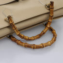 GUCCI Bamboo Hand Bag Leather 2way Beige Gold 002 2855 0322 0 Auth 118505-7