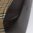 BURBERRY Nova Check Hand Bag Canvas Beige Gold Auth 118521-14