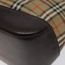 BURBERRY Nova Check Hand Bag Canvas Beige Gold Auth 118521-15