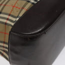 BURBERRY Nova Check Hand Bag Canvas Beige Gold Auth 118521-16