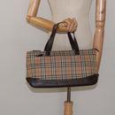 BURBERRY Nova Check Hand Bag Canvas Beige Gold Auth 118521-21