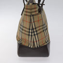 BURBERRY Nova Check Hand Bag Canvas Beige Gold Auth 118521-3
