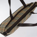 BURBERRY Nova Check Hand Bag Canvas Beige Gold Auth 118521-6